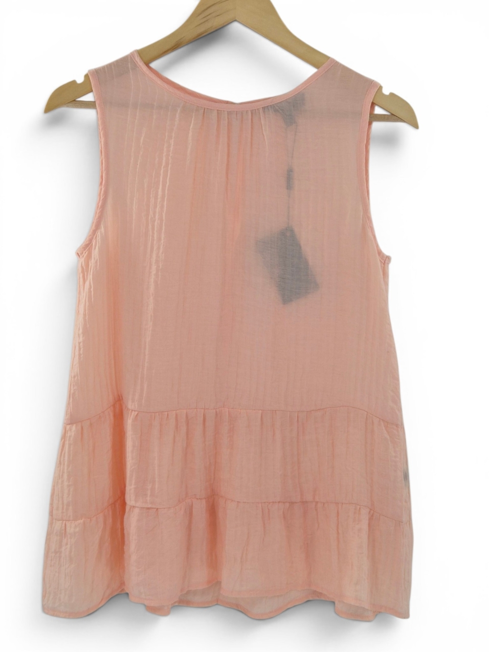 NWT Peach Sheer Tiered Ruffle Sleeveless Blouse XS Feminine Summer Brunch Tunic